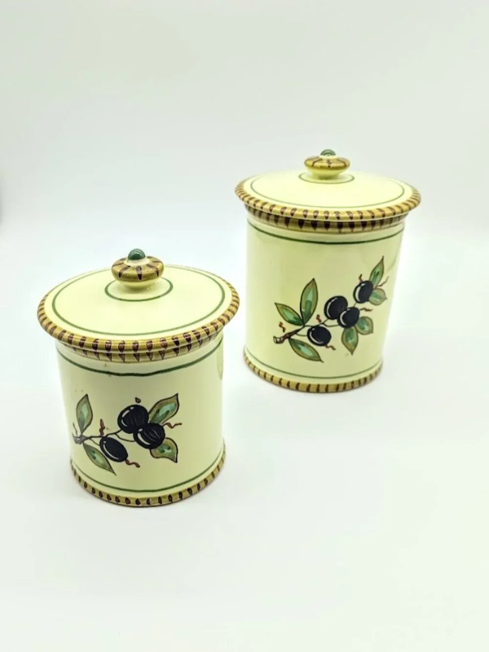 Sberna Deruta Italy Covered Ceramic Canisters